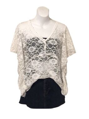 Per Seption Concept Women’s White Lace Cover Up Top Sz L